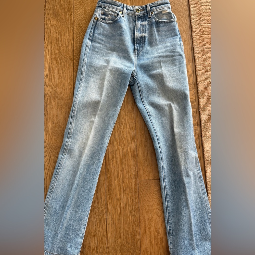 KHAITE Danielle Light Blue High-Rise Straight Jeans